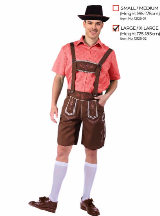 ADULT BEER MAN COSTUME (RED CHECK)